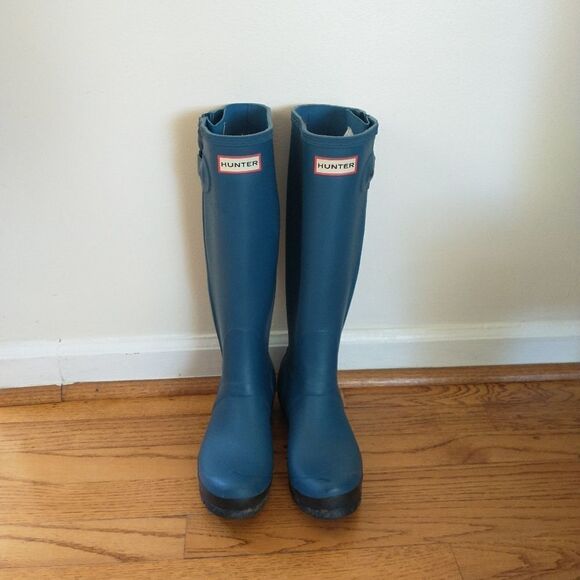 Hunter Slim Two-Tone Zip Wellies (Rain Boots) 6 US - Picture 1 of 5
